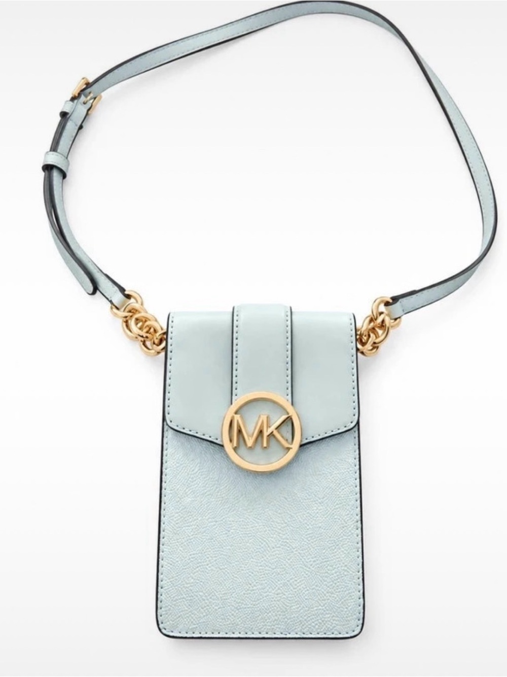 Michael Kors Pale Blue MK Medallion Crossbody Phone Pouch